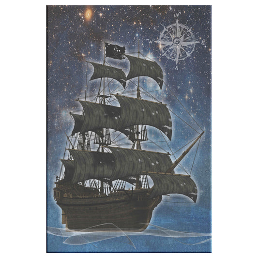 Pirate Ghost Ship Canvas Print - Blue