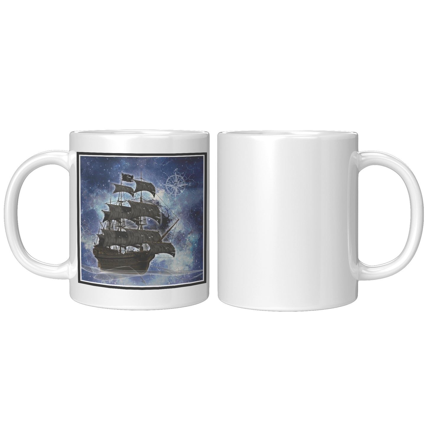 Pirate Ghost ship Accent Mug - Blue-White