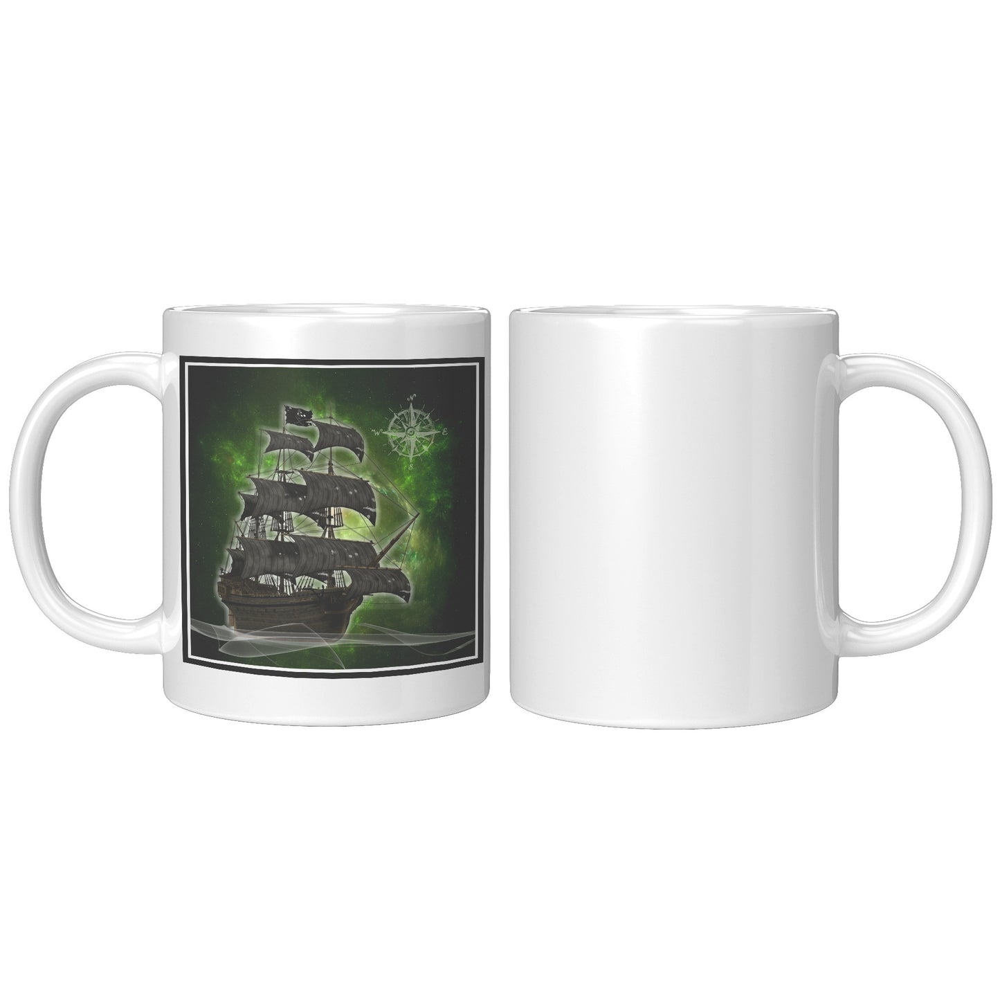 Pirate Ghost ship Accent Mug - Green