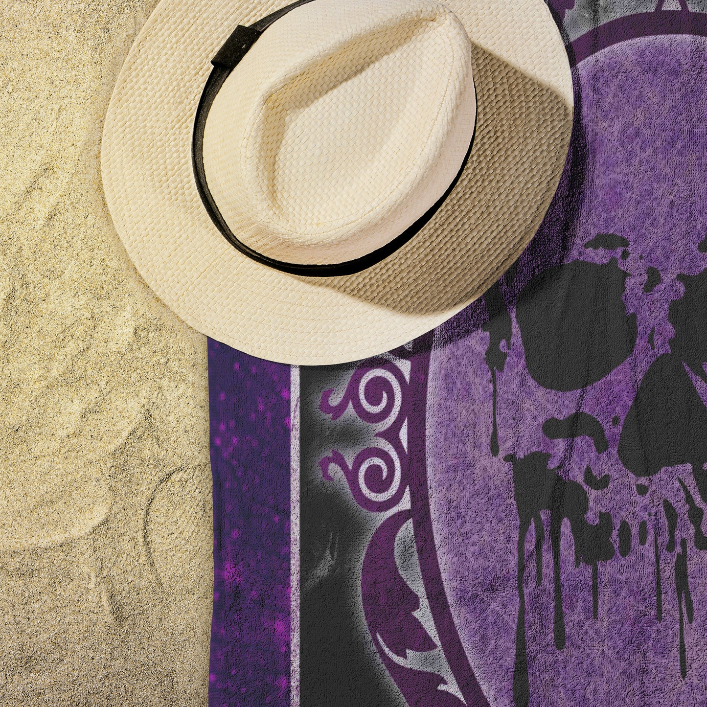Pirate Drip Skull Beach Towel - Purple