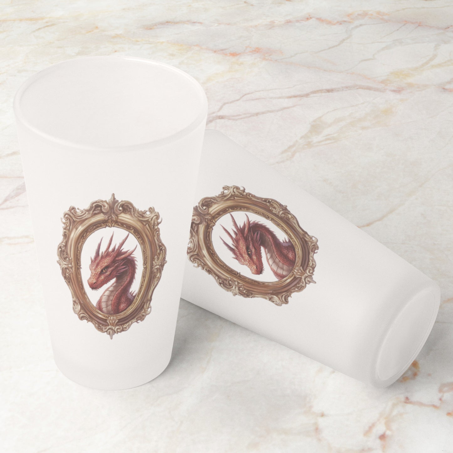 Red Dragon Frosted Pint Glass