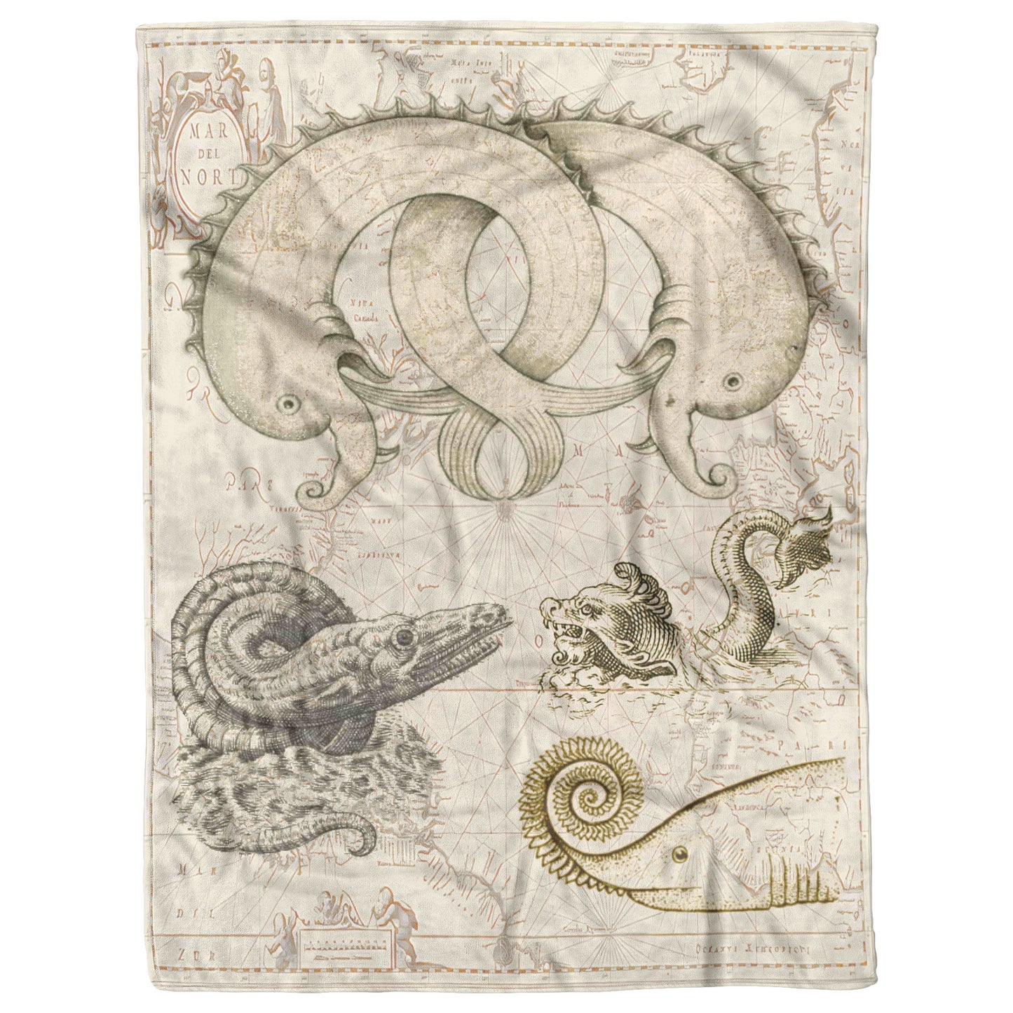 Sea Monster Fleece Blanket - Foursome