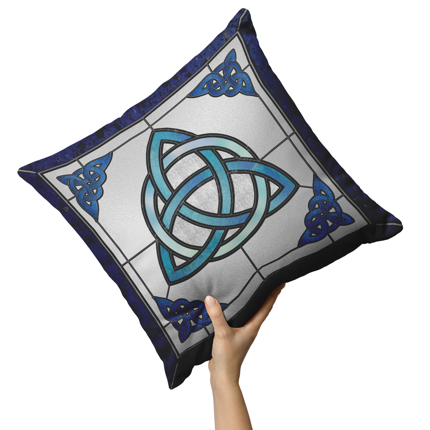 Stained Glass Celtic Triquetra - Blue