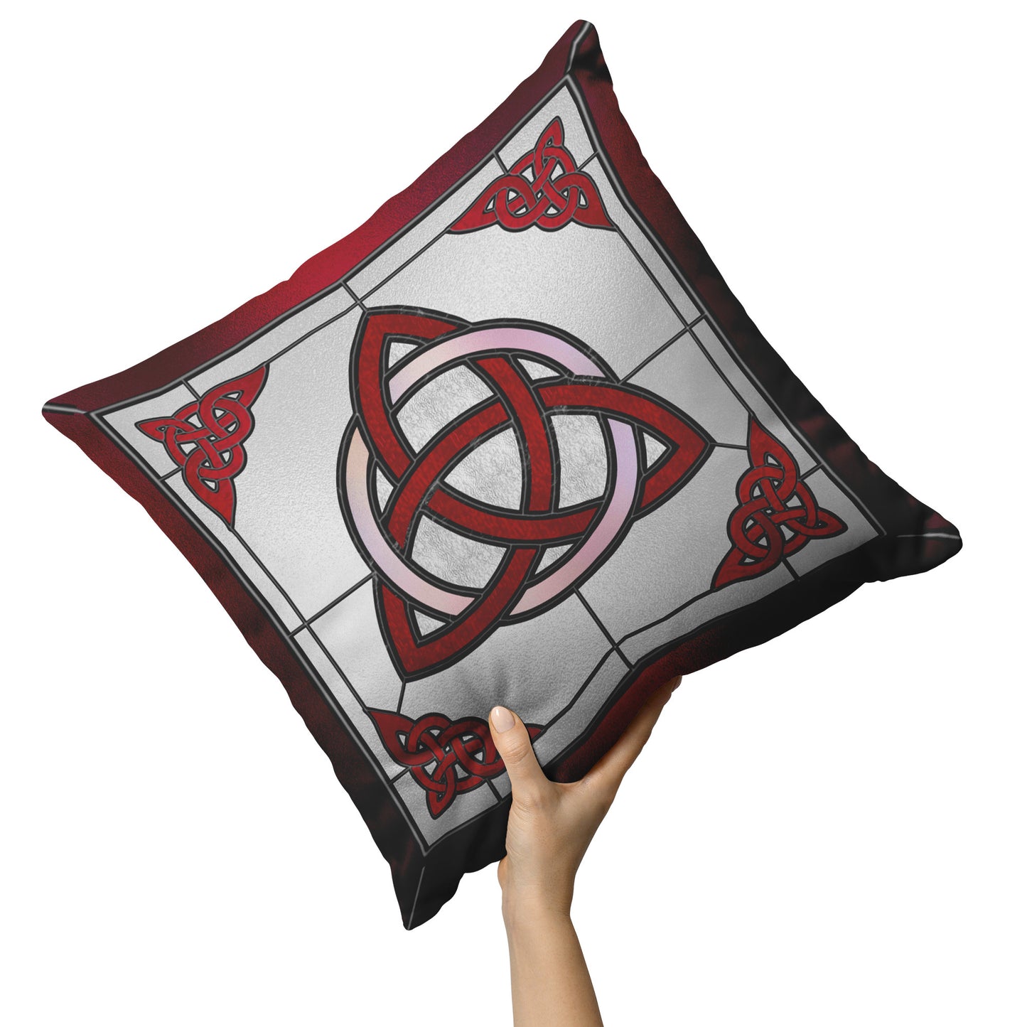 Stained Glass Celtic Triquetra - Red