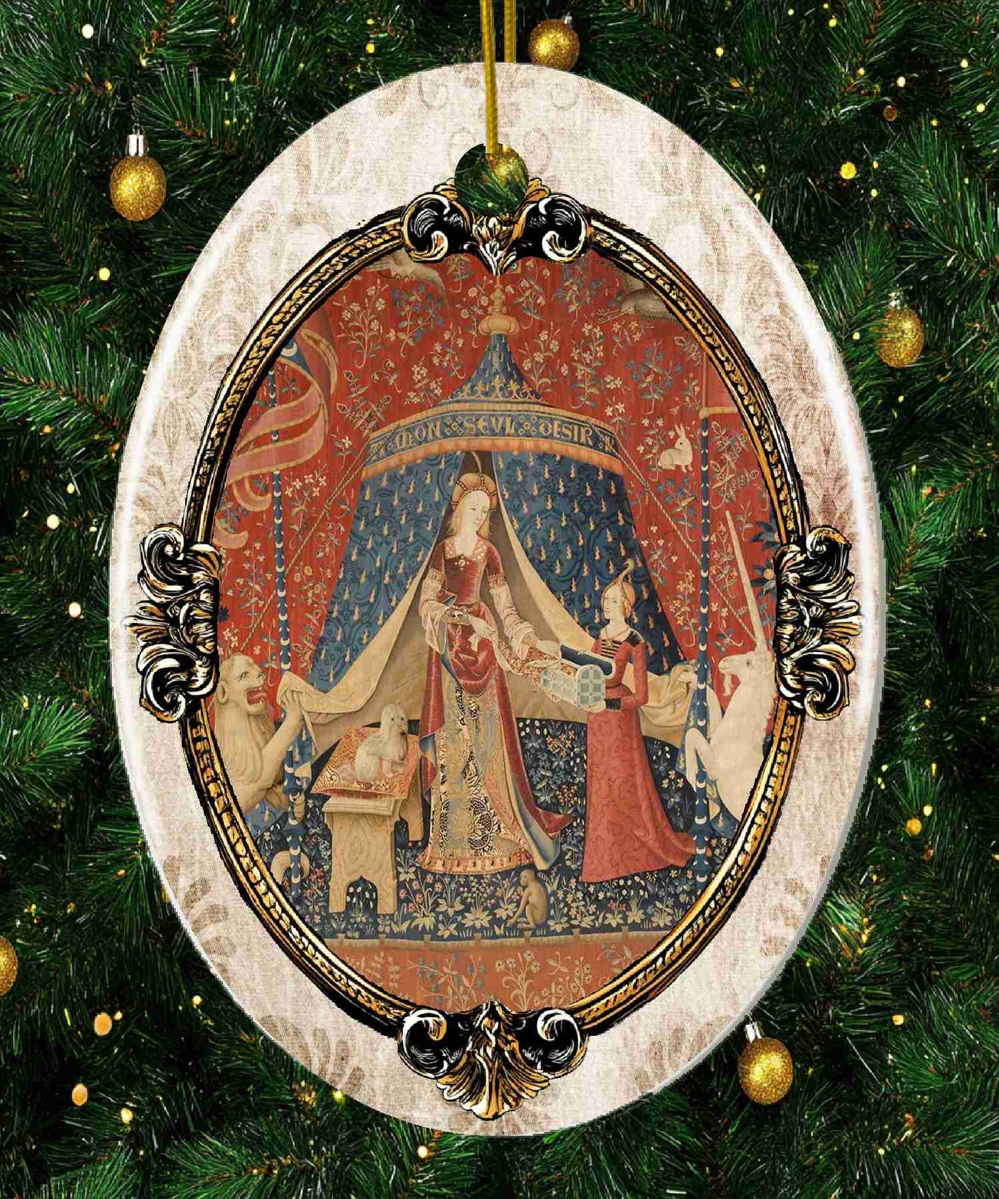Unicorn Tapestry Holiday Ornament - Seul Désir