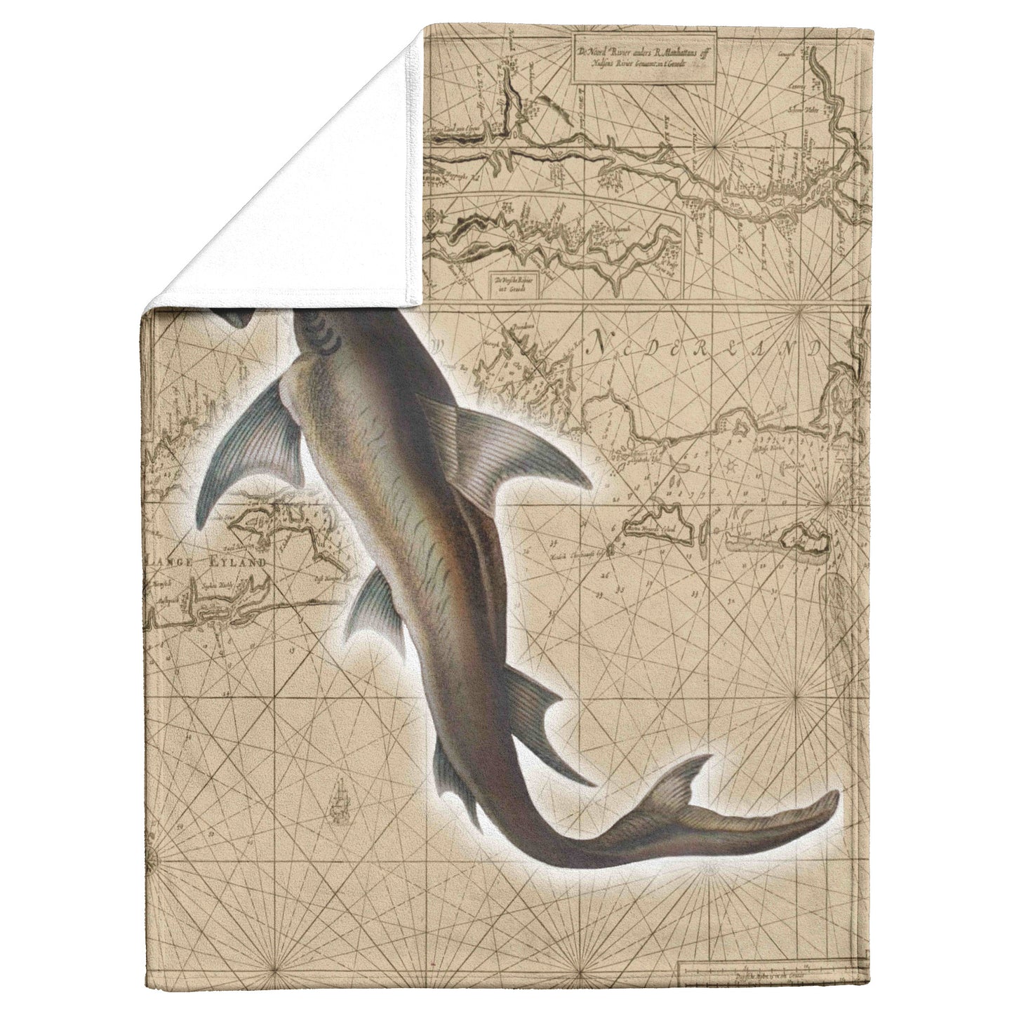 Vingate Nautical Fleece Blanket - Hammerhead Shark