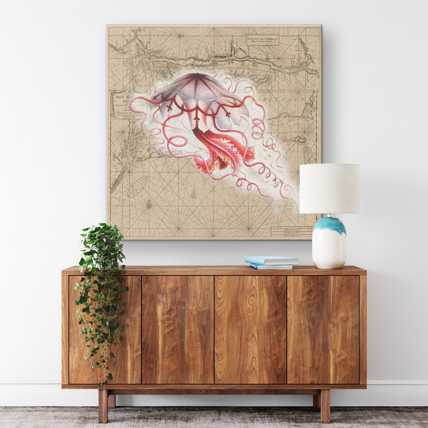 Vintage Nautical Canvas Print - Jellyfish