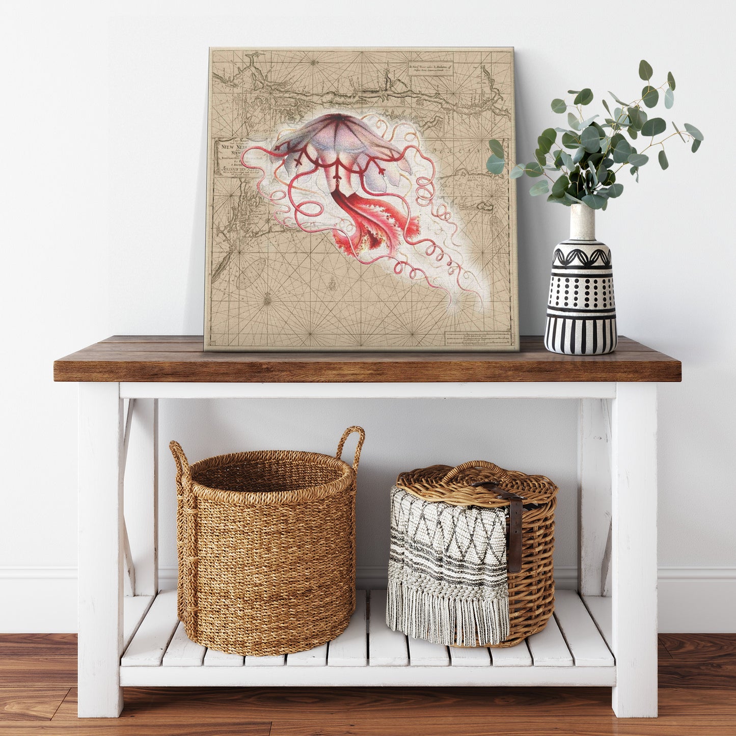 Vintage Nautical Canvas Print - Jellyfish