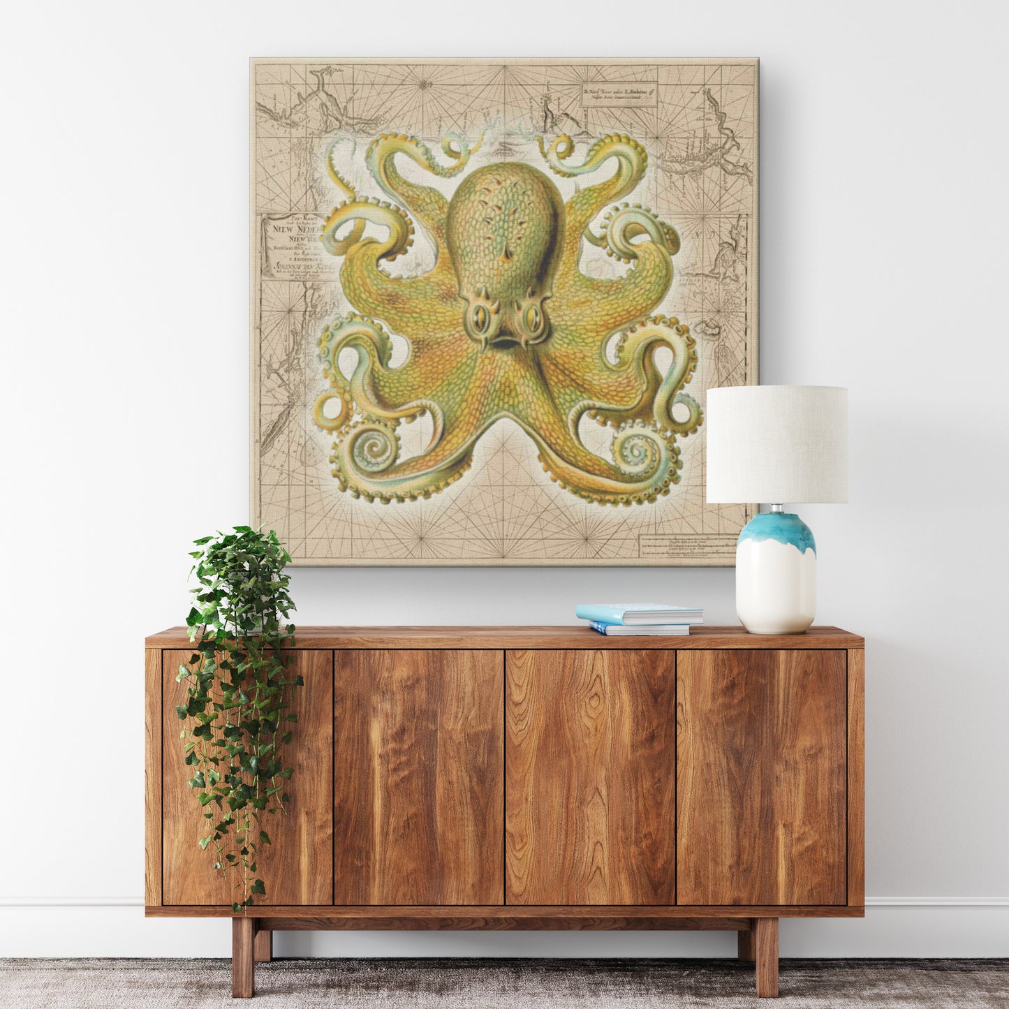 Vintage Nautical Canvas Print - Octopus