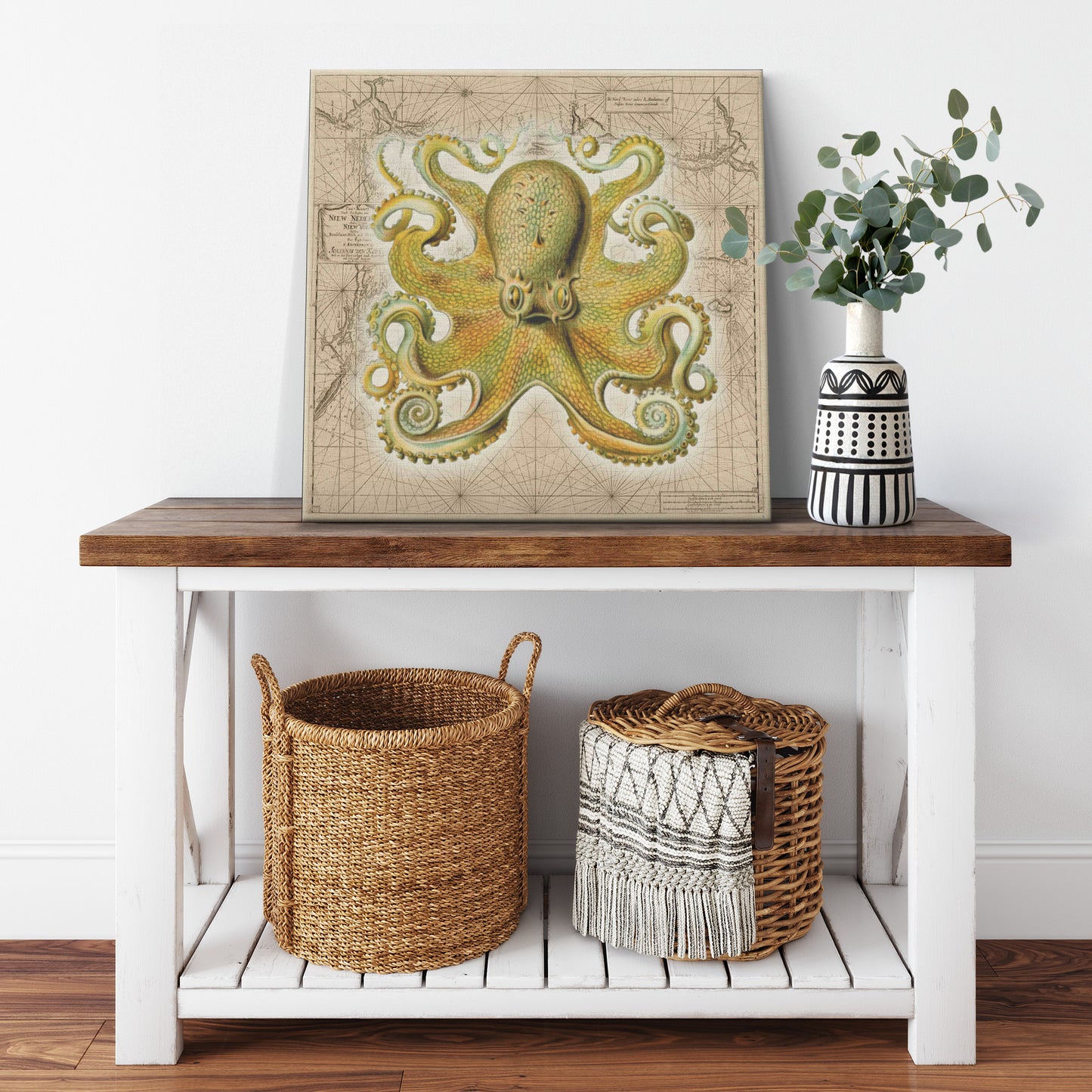Vintage Nautical Canvas Print - Octopus