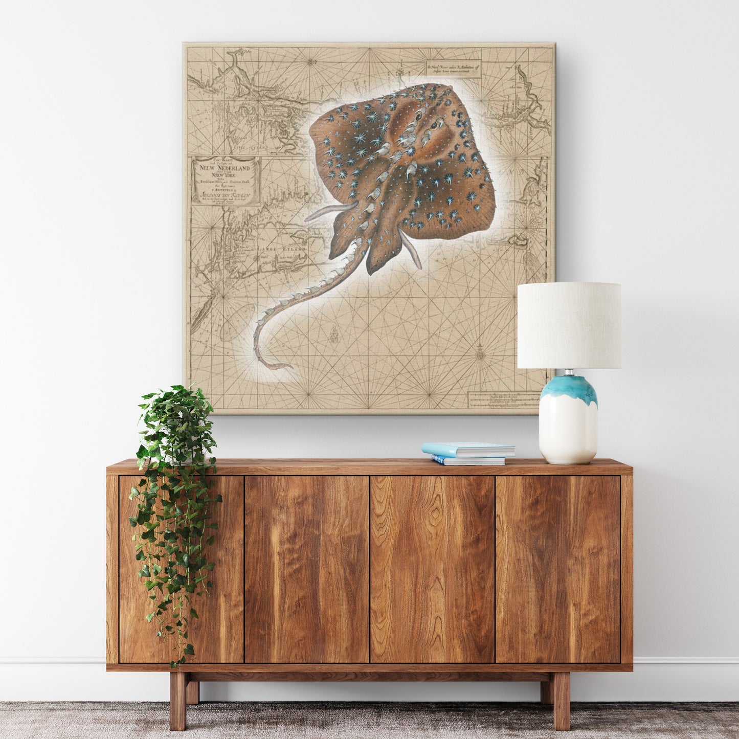 Vintage Nautical Canvas Print - Stingray