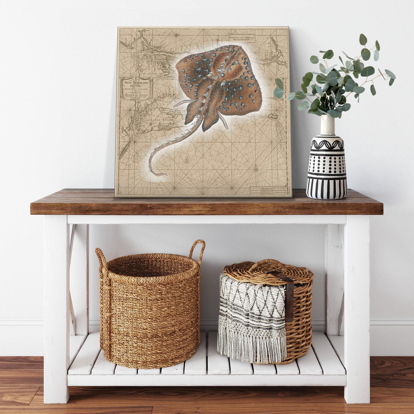 Vintage Nautical Canvas Print - Stingray