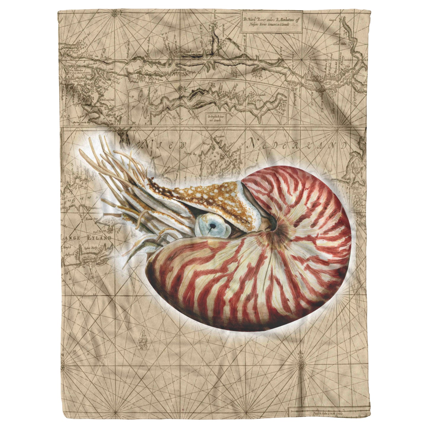 Vintage Nautical Fleece Blanket - Nautilis