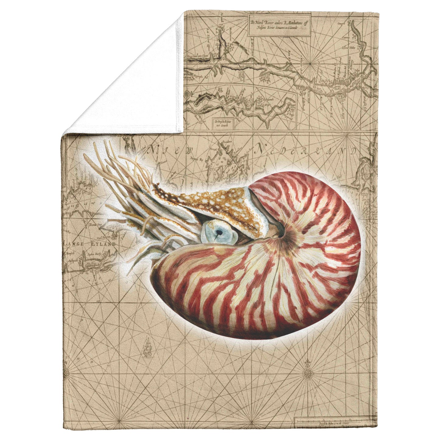 Vintage Nautical Fleece Blanket - Nautilis