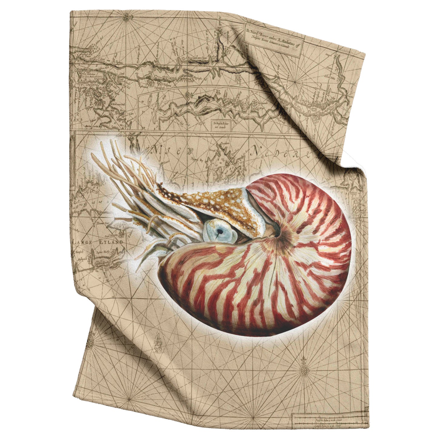 Vintage Nautical Fleece Blanket - Nautilis
