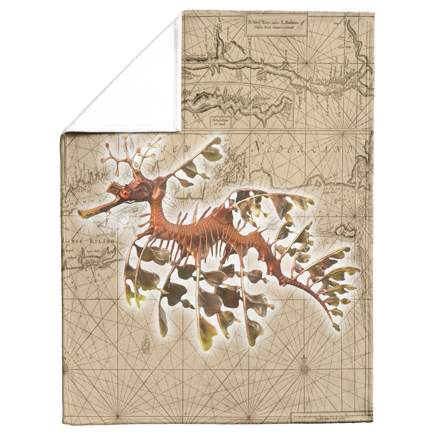 Vintage Nautical Fleece Blanket - Seadragon