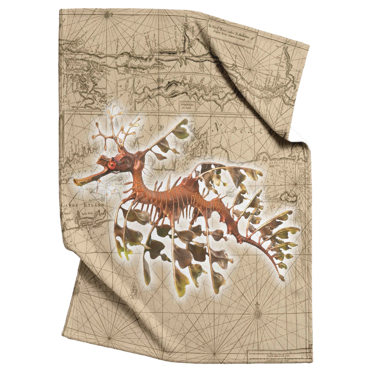 Vintage Nautical Fleece Blanket - Seadragon