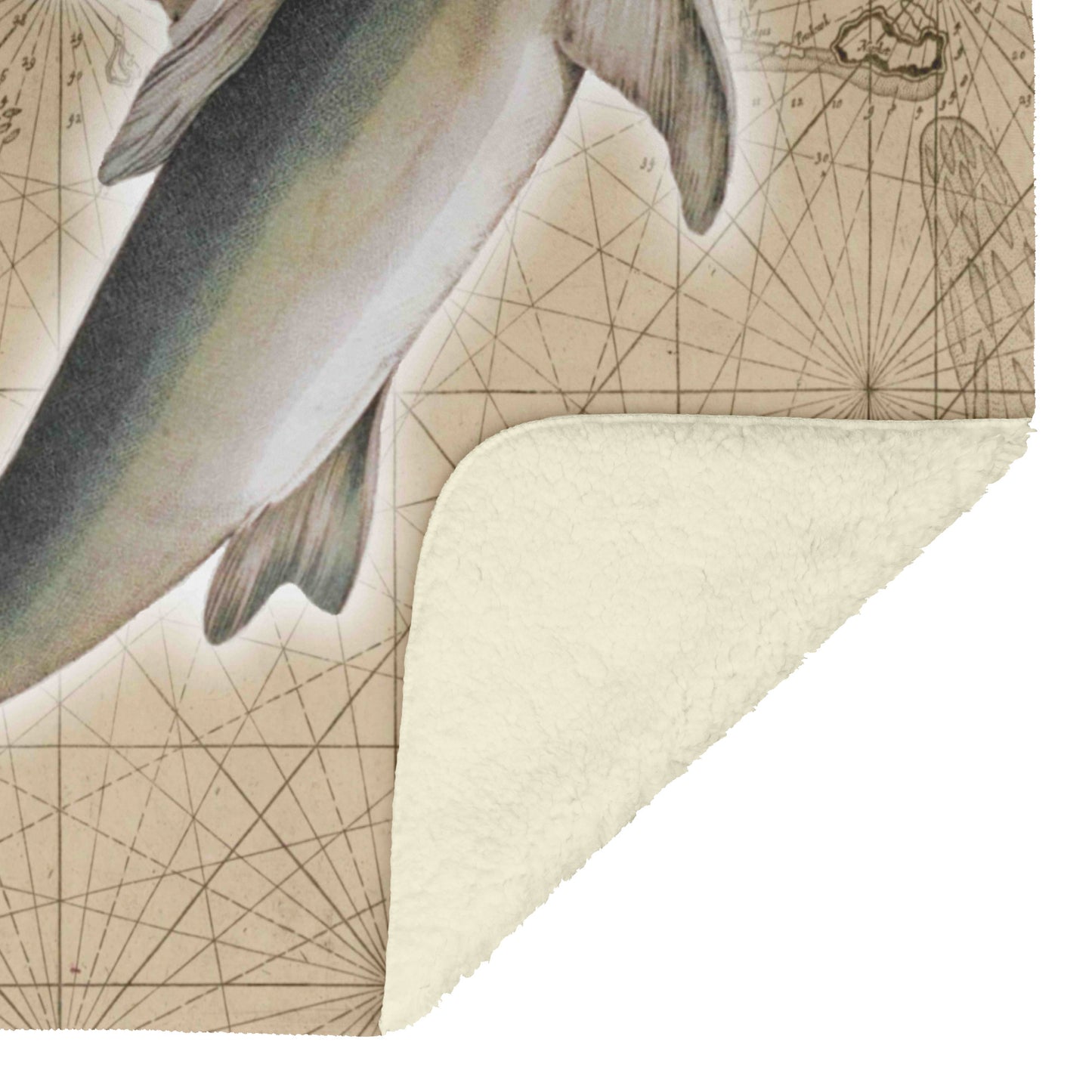 Vintage Nautical Fleece Blanket - Shark