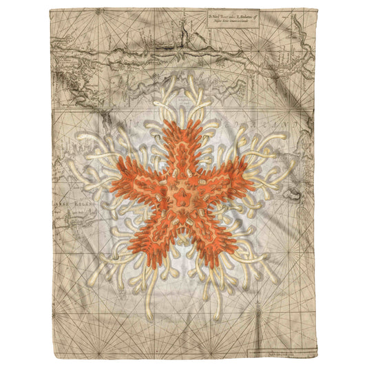 Vintage Nautical Fleece Blanket - Starfish