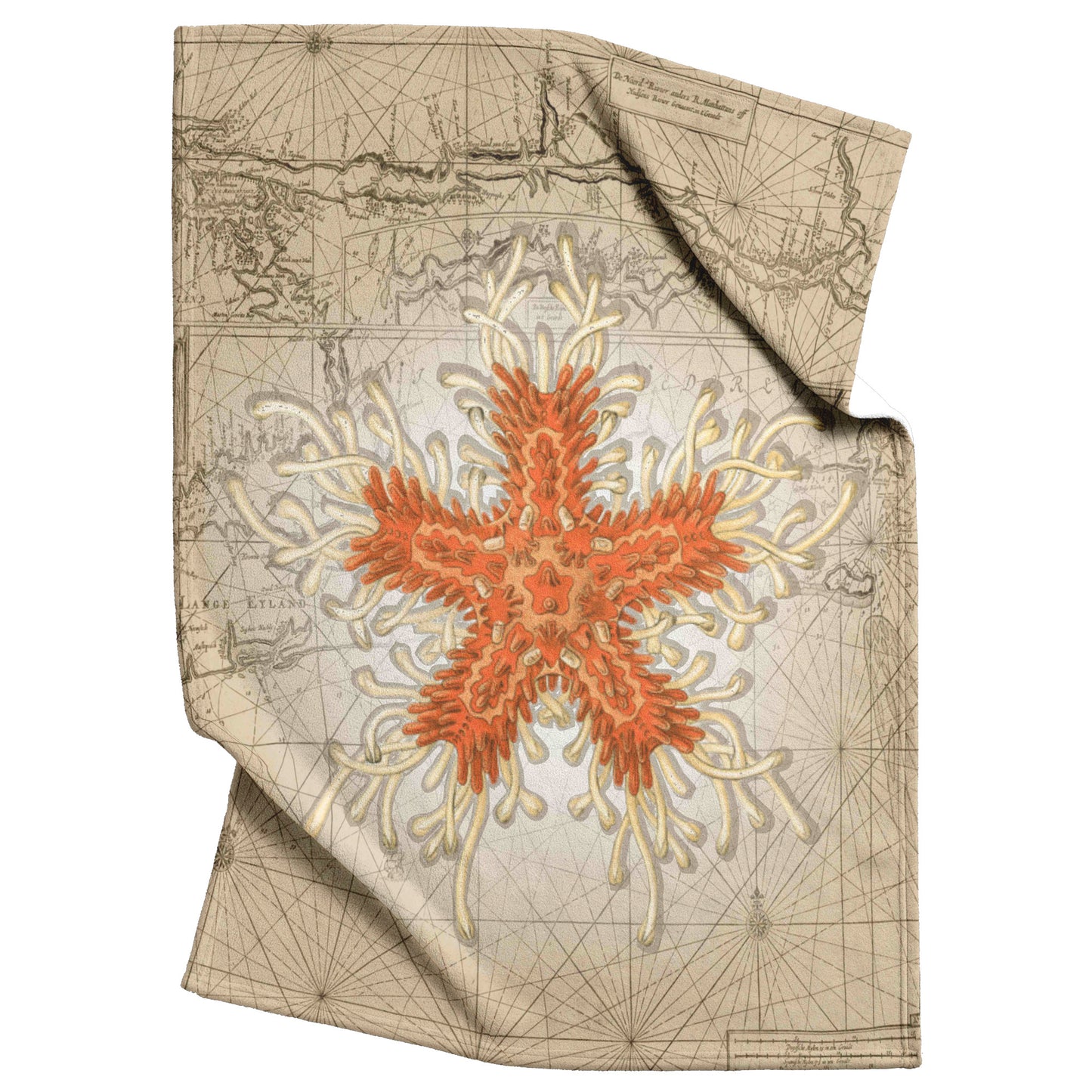 Vintage Nautical Fleece Blanket - Starfish