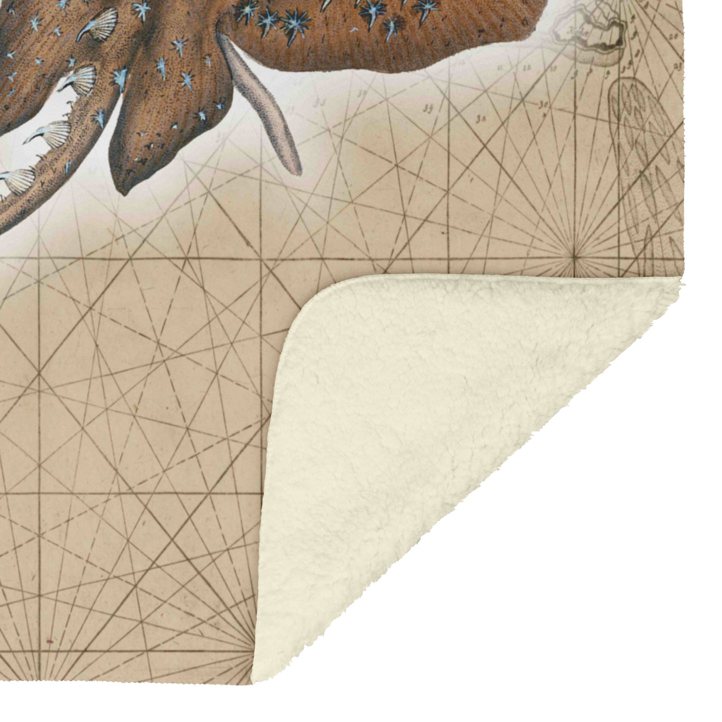 Vintage Nautical Fleece Blanket - Stingray