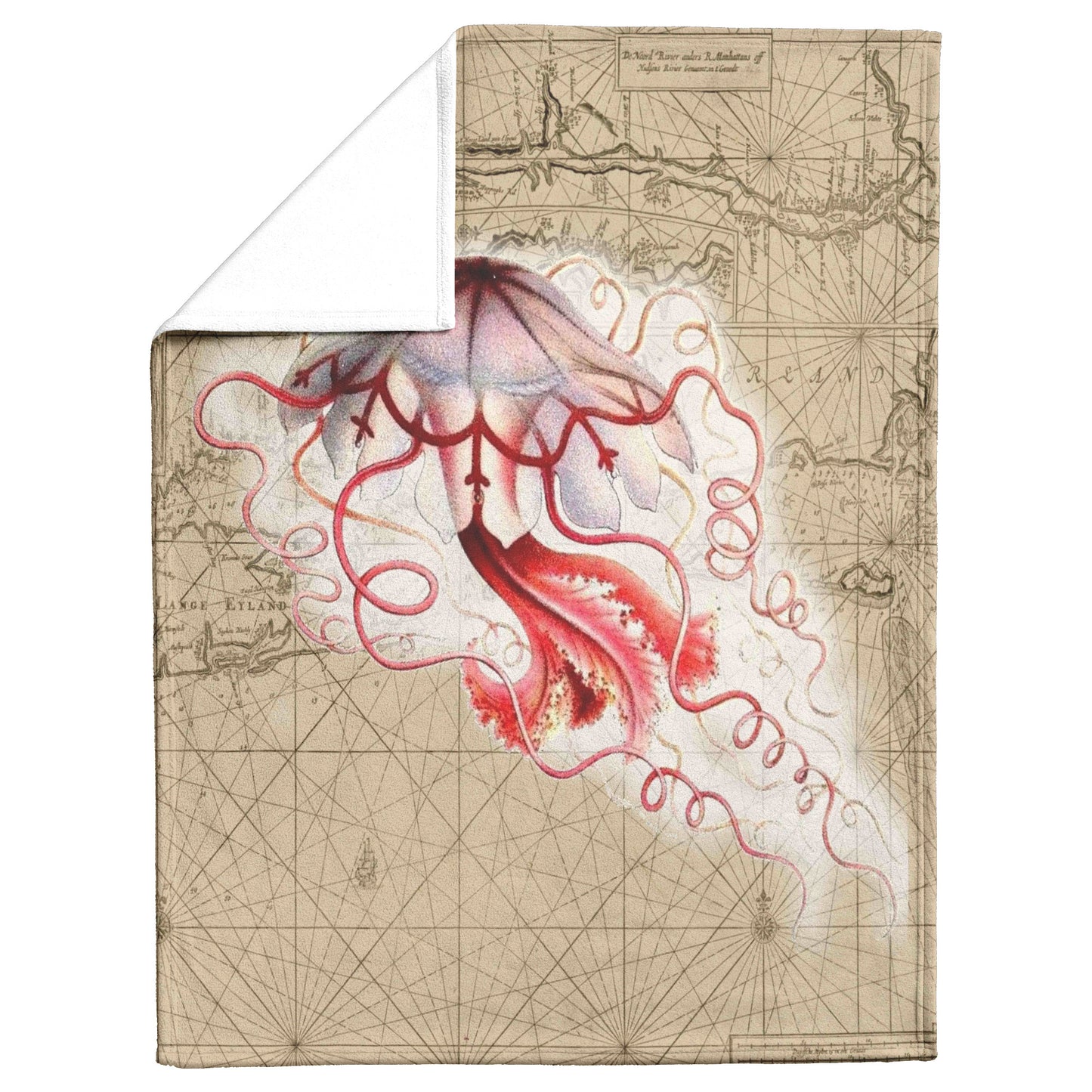 Vintage Nautical Fleece Blankets - Jellyfish