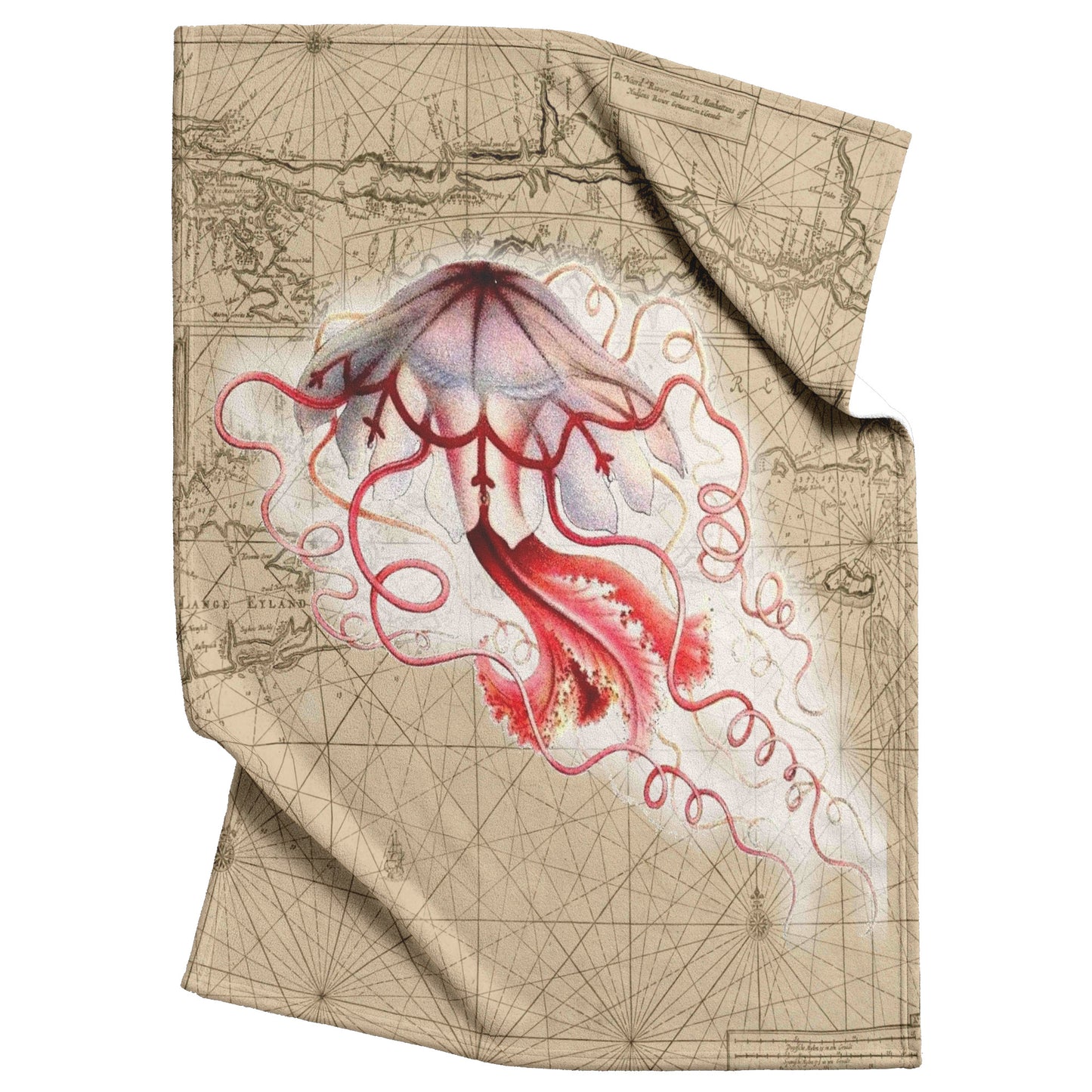 Vintage Nautical Fleece Blankets - Jellyfish