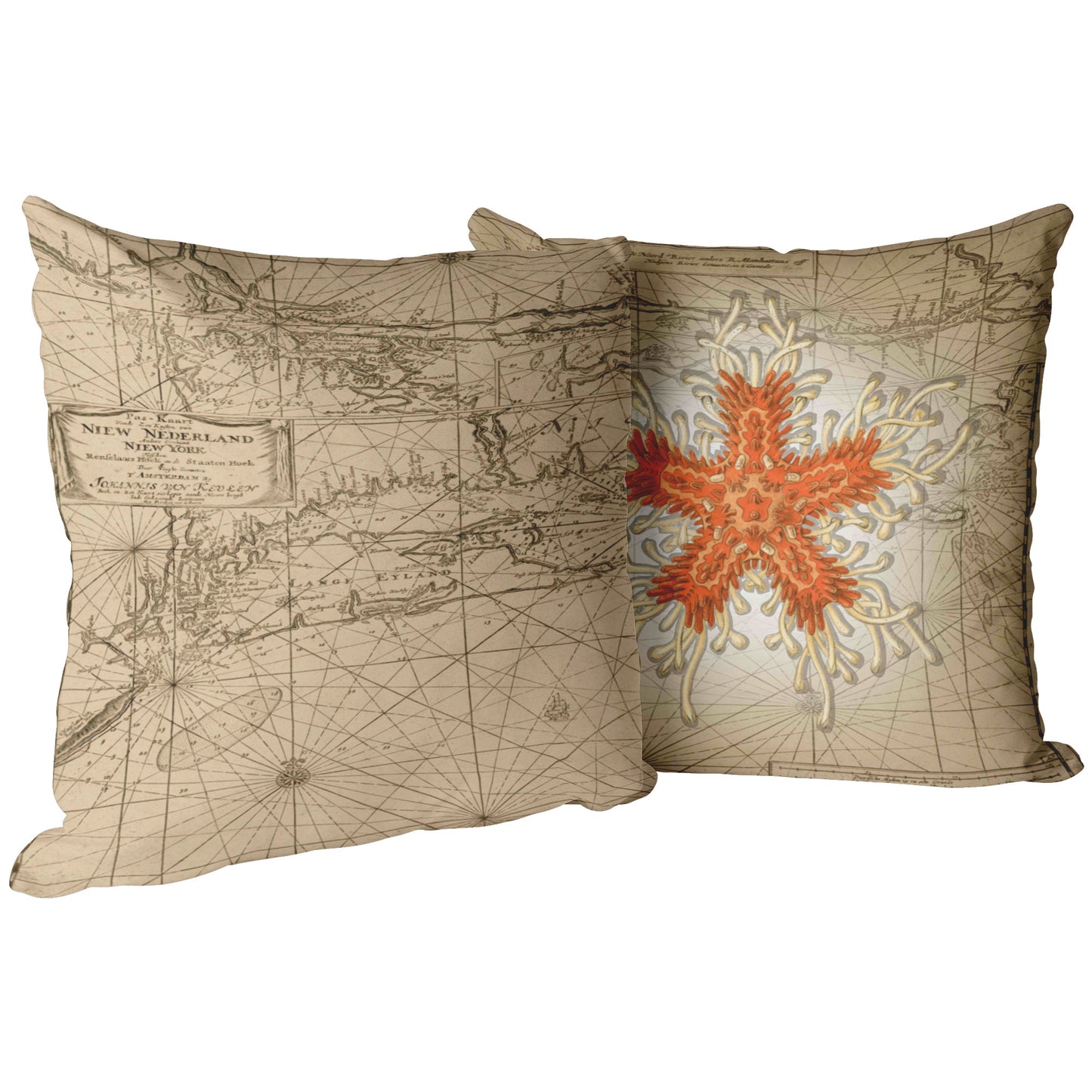 Vintage Nautical Throw Pillow - Starfish