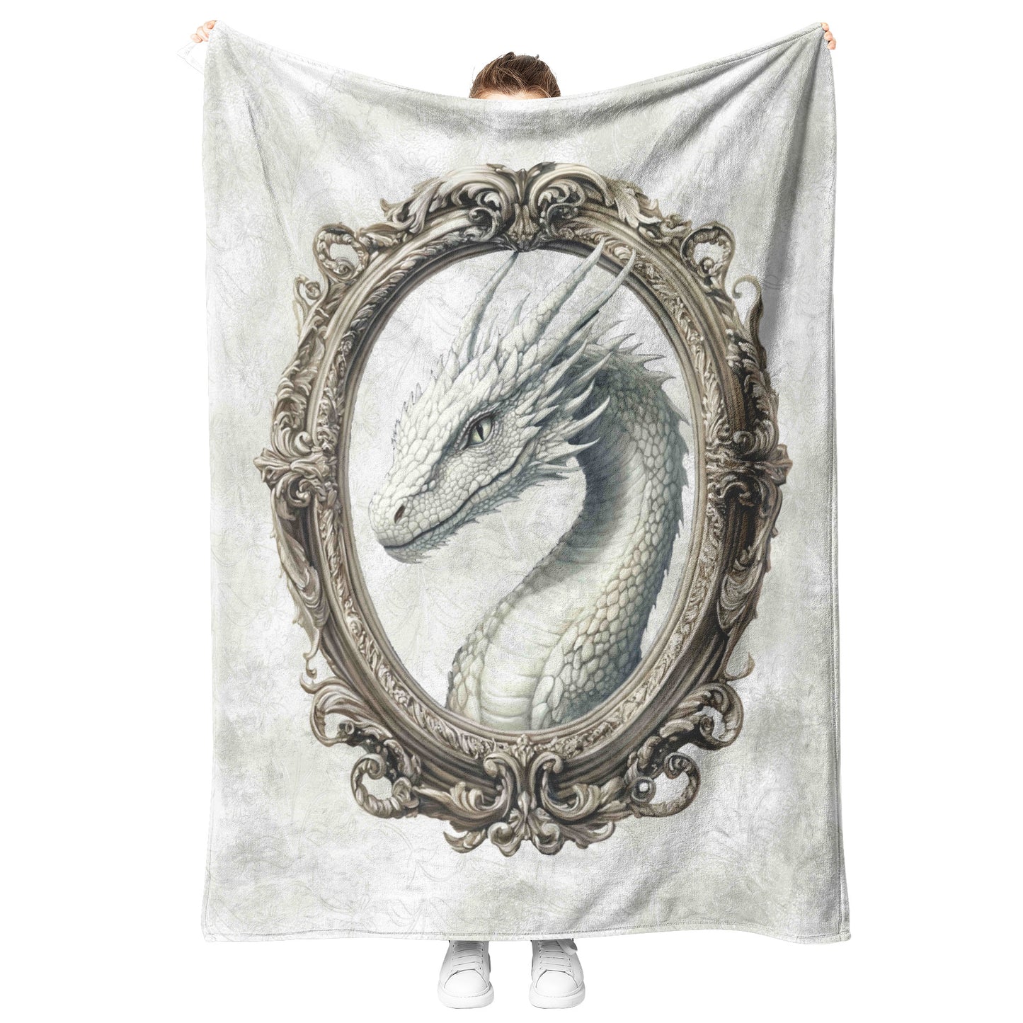 White Dragon Fleece Blanket