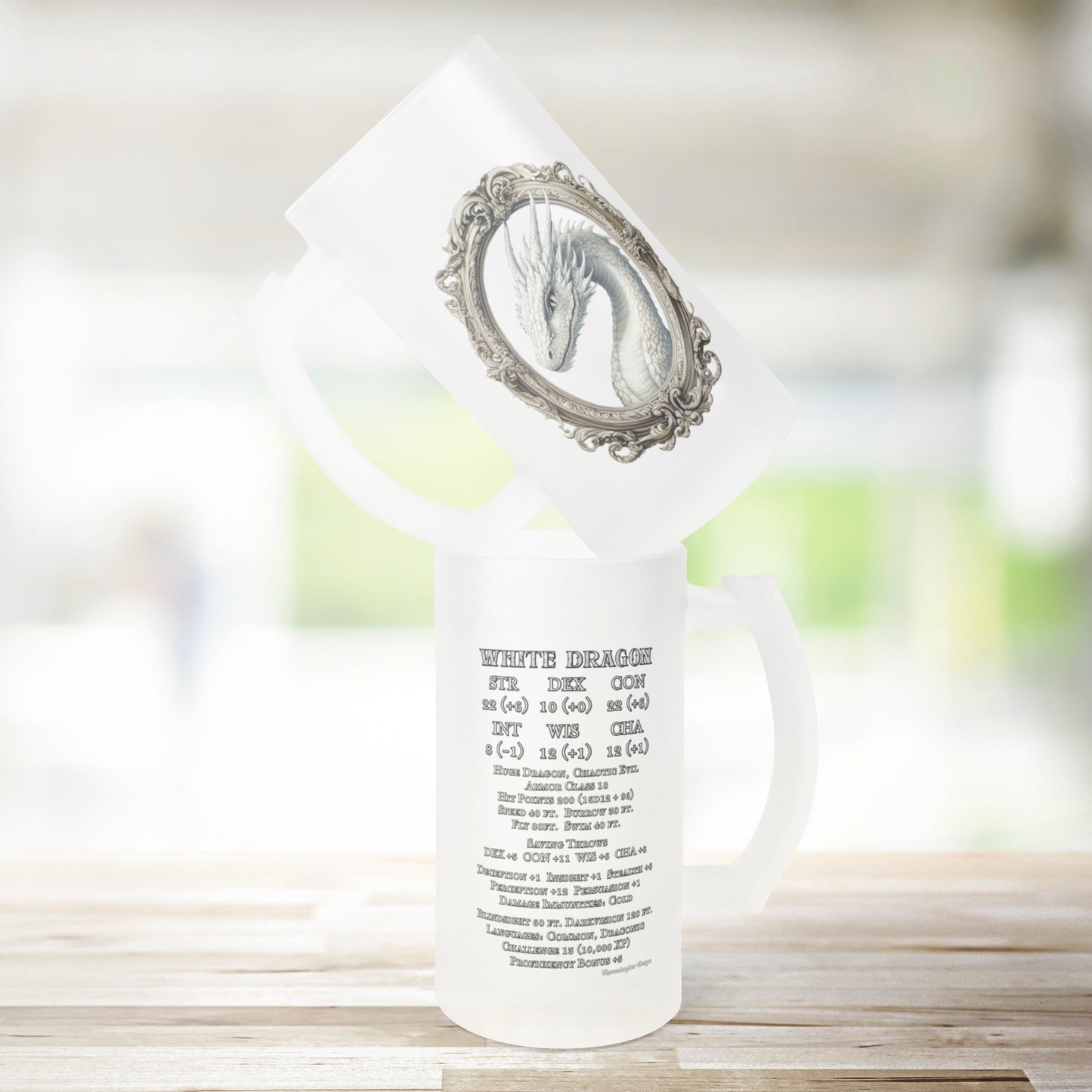 White Dragon Frosted Mug