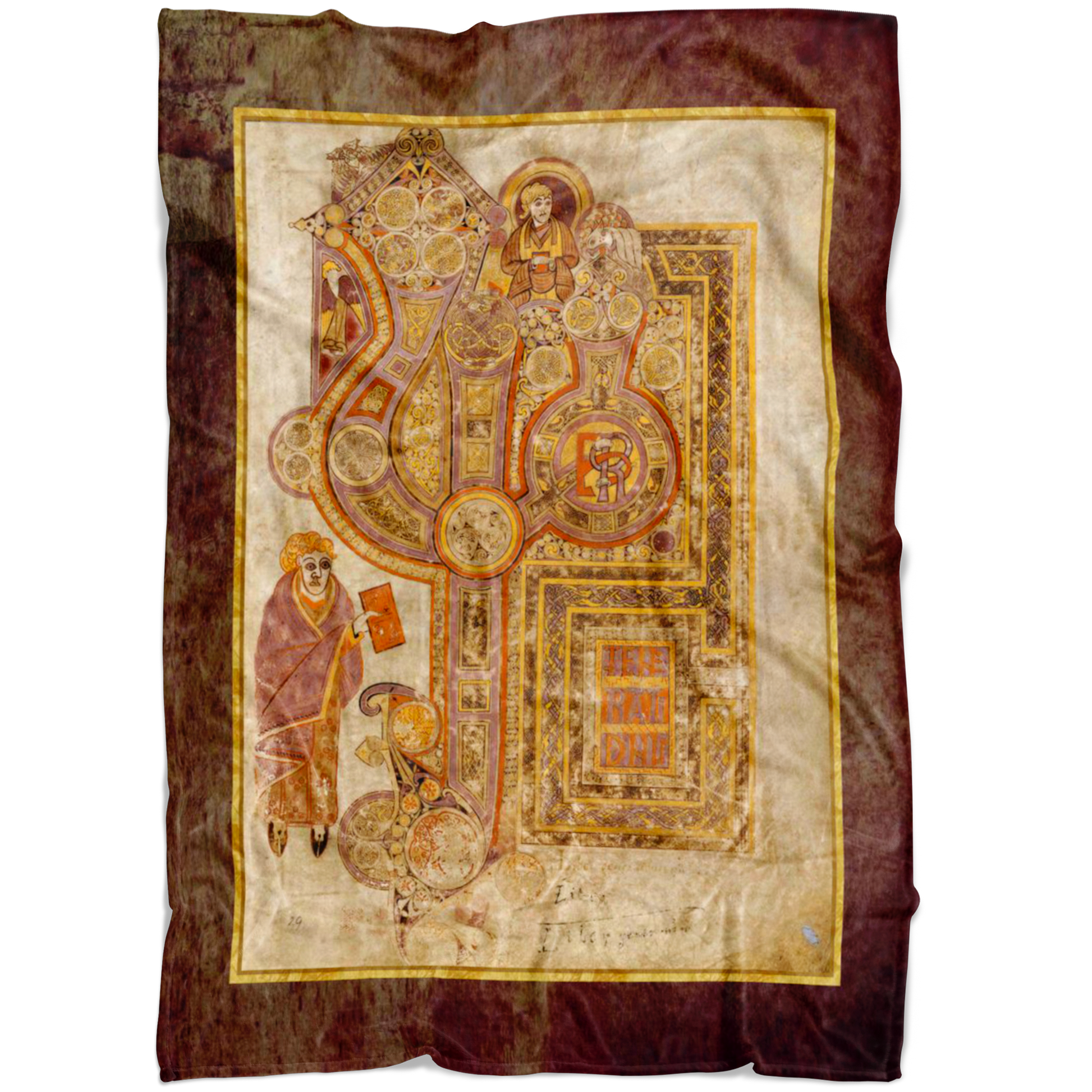 Kells, Book of Kells, Celtic Art, Celtic Illumination, Medieval Illumination, Trinity College, Celtic, Irish Art, Irish,   Fleece Blanket, Art Blanket, Celtic Blanket