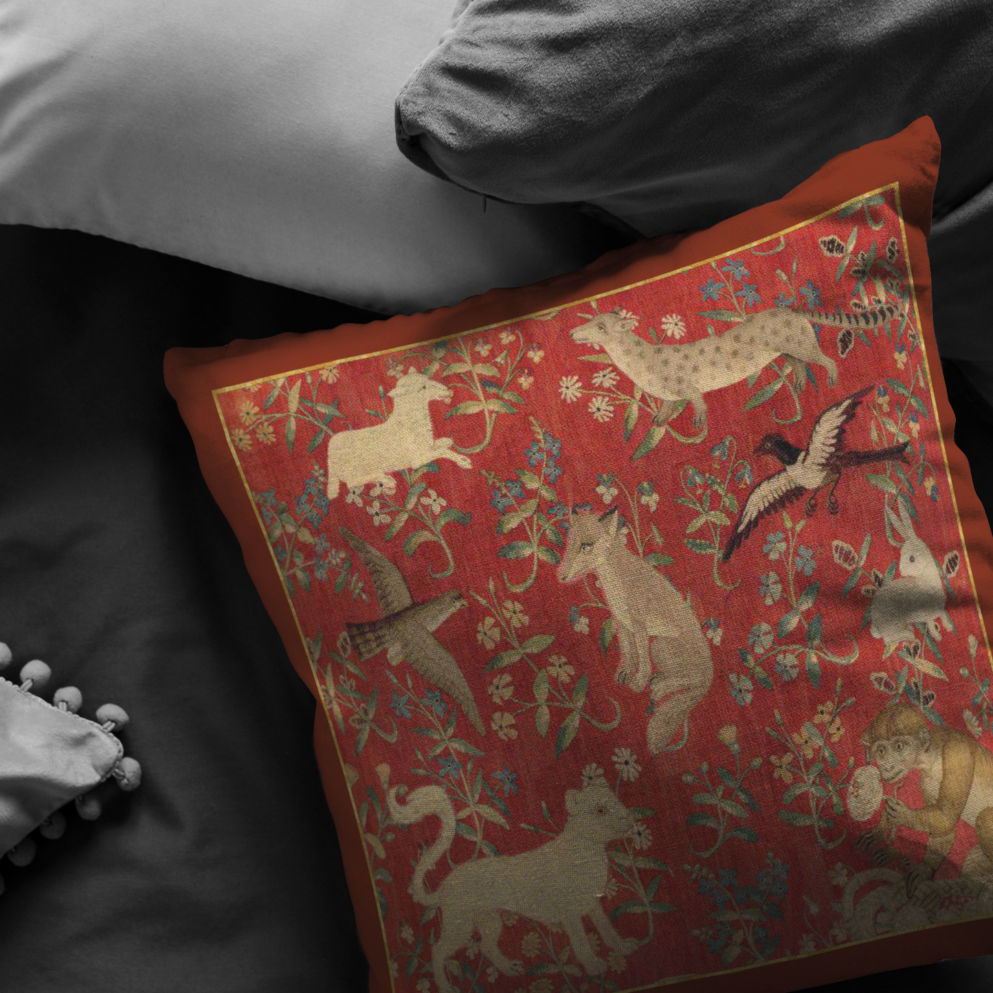 unicorn, tapestry, unicorn tapestry, unicorn tapestries, lady and unicorn, medieval tapestry, unicorn tapestries, medieval, middle ages, renaissance, Cluny Museum, lion, noble lady, maid, mille fleurs, thousand flowers, Flanders