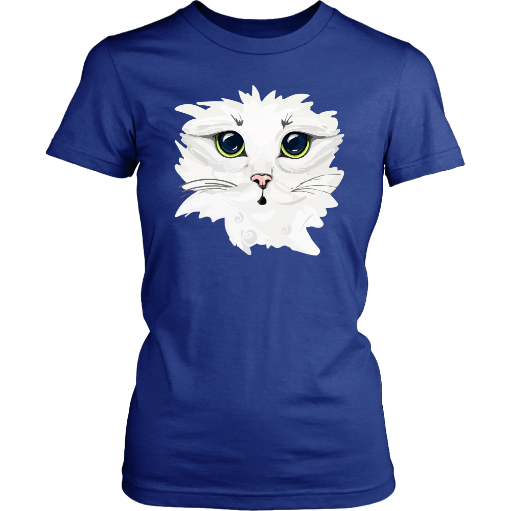 White Kitty Face Soft Cotton Tee in Men's and Women's