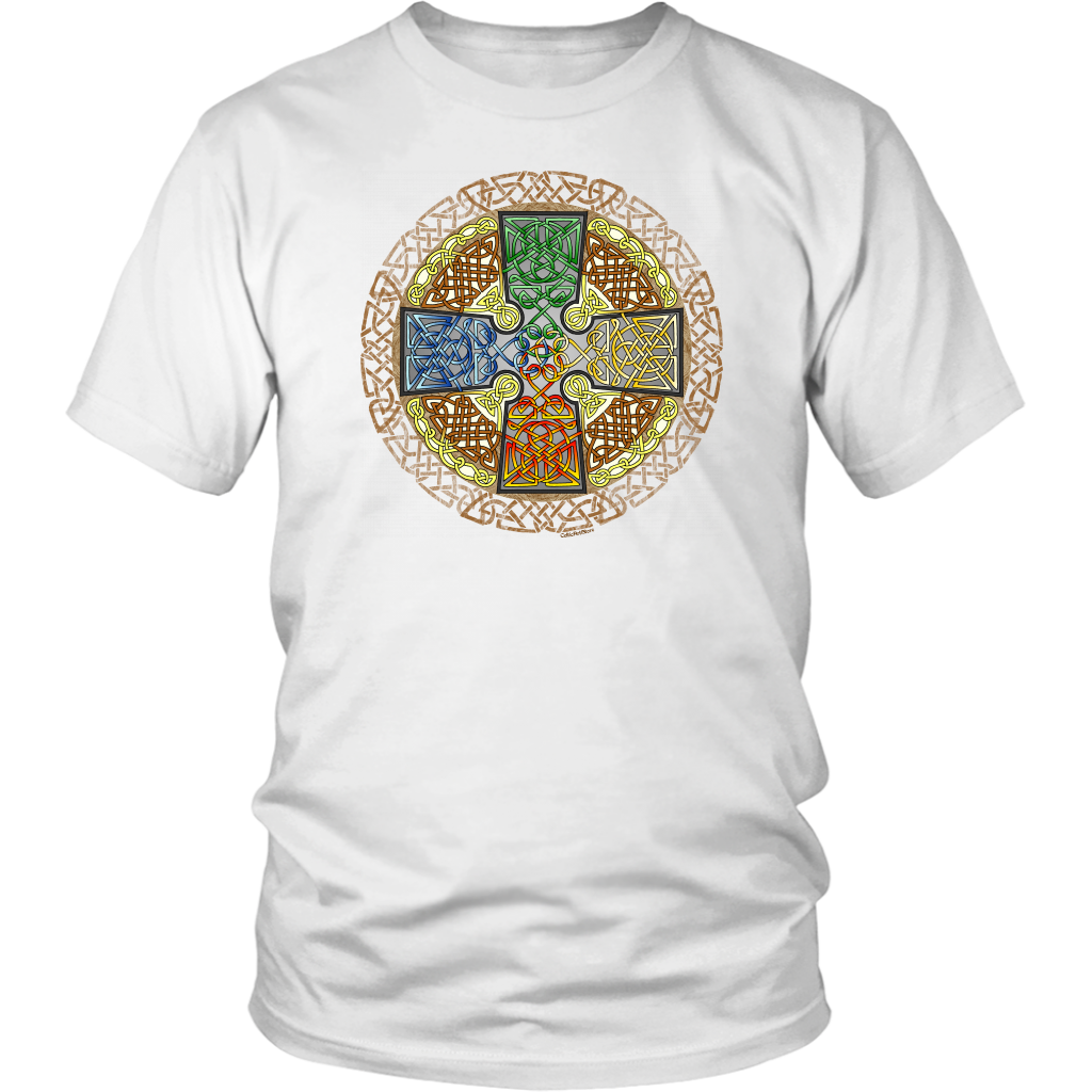 Celtic Art Cross in Elemental - Single-line Celtic Knot Unisex T-shirt