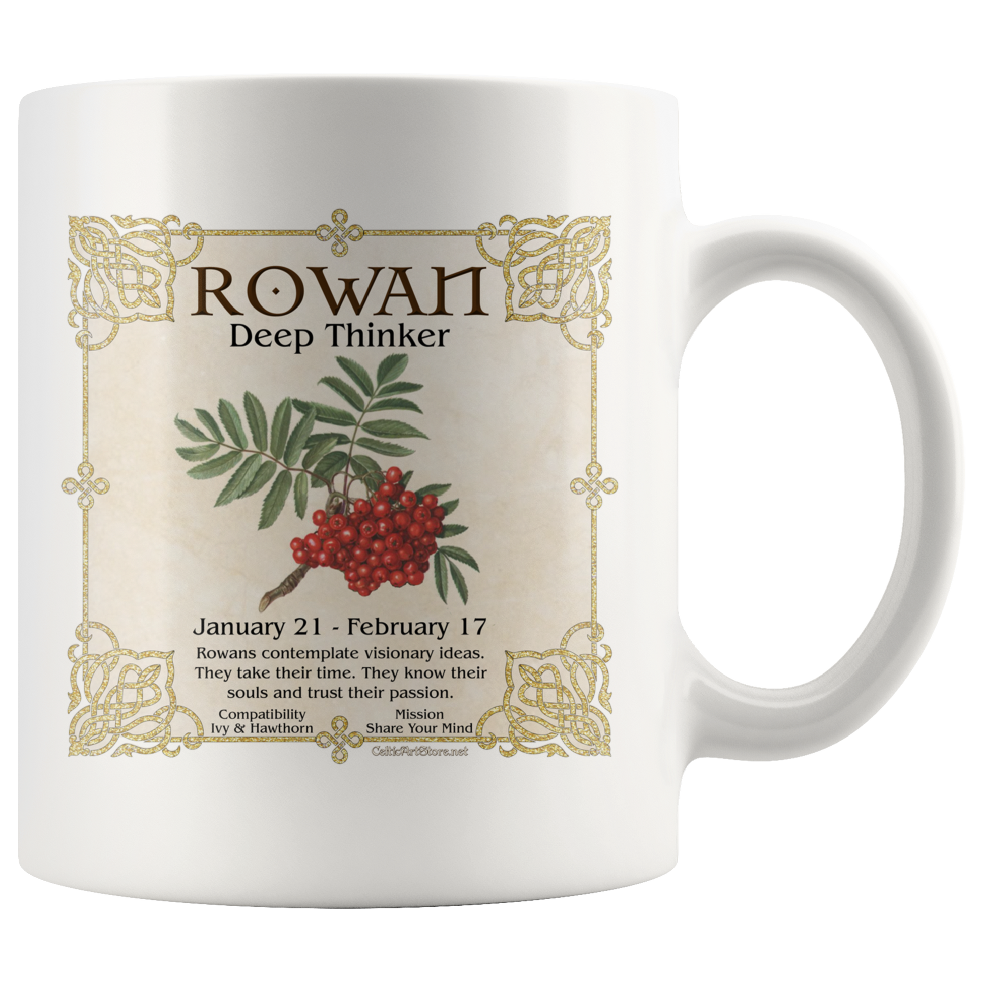 celtic tree zodiac, celtic zodiac, celtic zodiac rowan, celtic zodiac, ash, celtic zodiac alder, celtic zodiac willow, celtic zodiac hawthorn, celtic zodiac oak, celtic zodiac holly, celtic zodiac hazel, celtic zodiac vine, celtic zodiac ivy,  celtic zodiac reed, celtic zodiac elder,  celtic zodiac birch, celtic zodiac coffee mug, celtic zodiac accent mug, celtic knotwork mug,