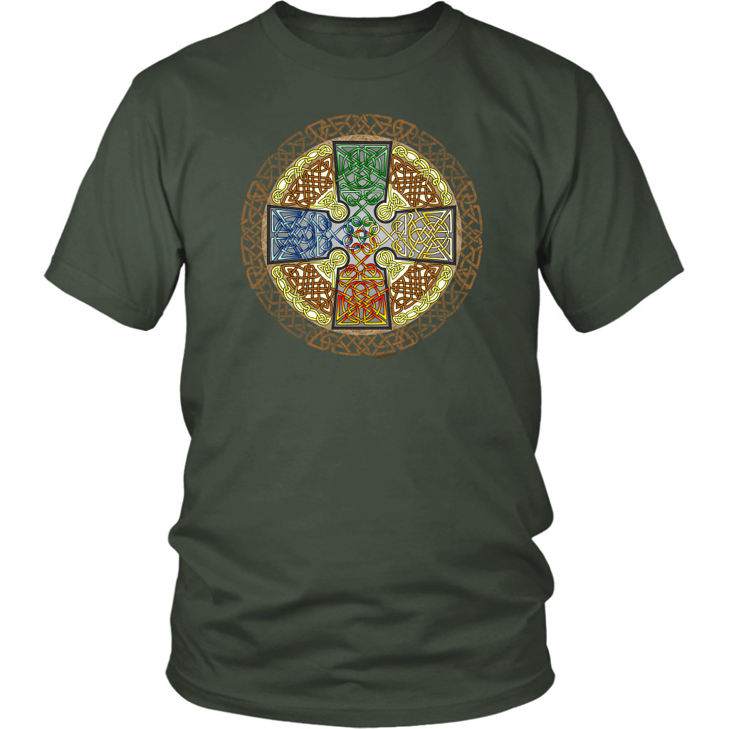 Celtic Art Cross in Elemental - Single-line Celtic Knot Unisex T-shirt