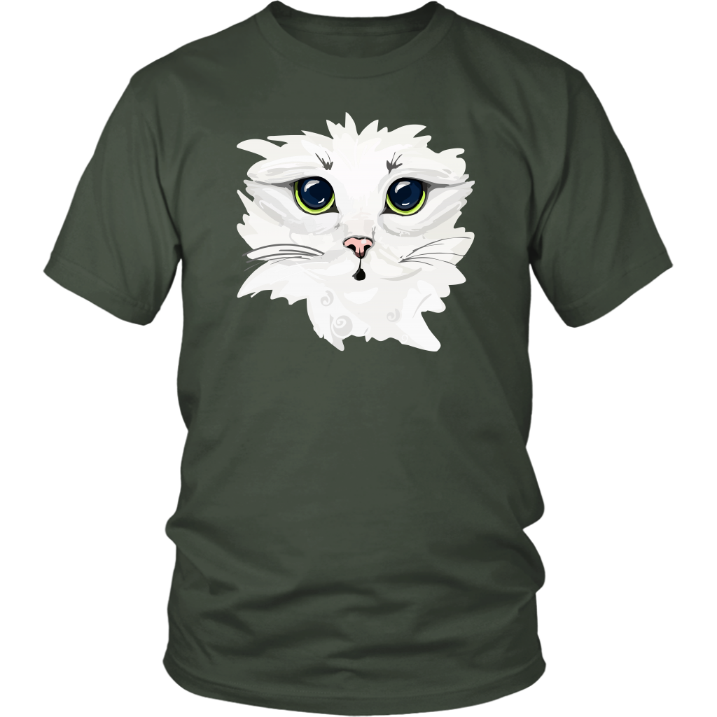 White Kitty Face Soft Cotton Tee in Men's and Women's