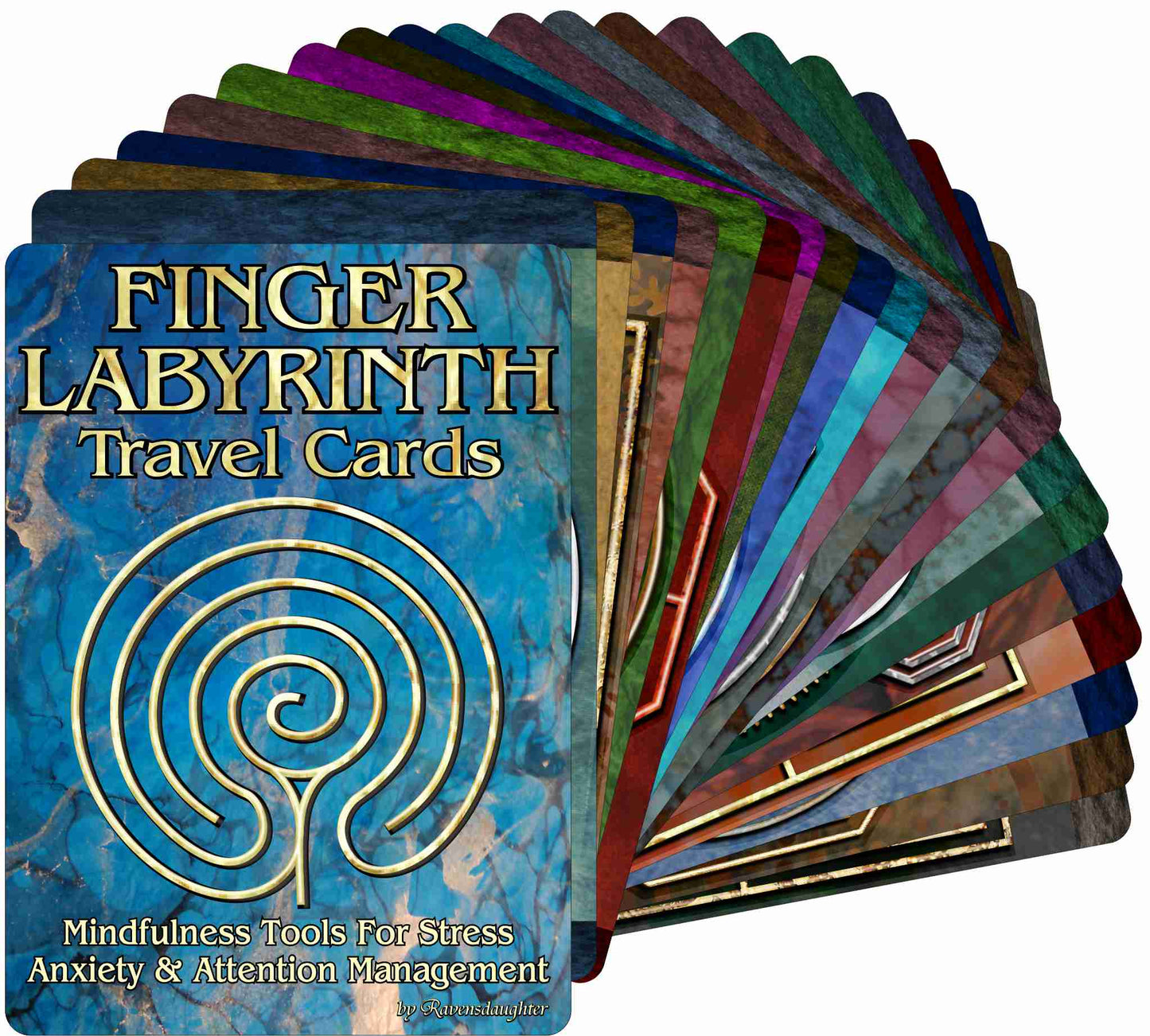 Finger Labyrinth Travel Cards - Mindful Tracing Art for Stress, Anxiety and Attention Management