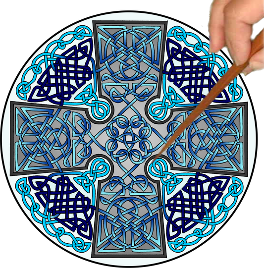 Celtic Cross Mandalynth - Blue - Mindful Tracing Art