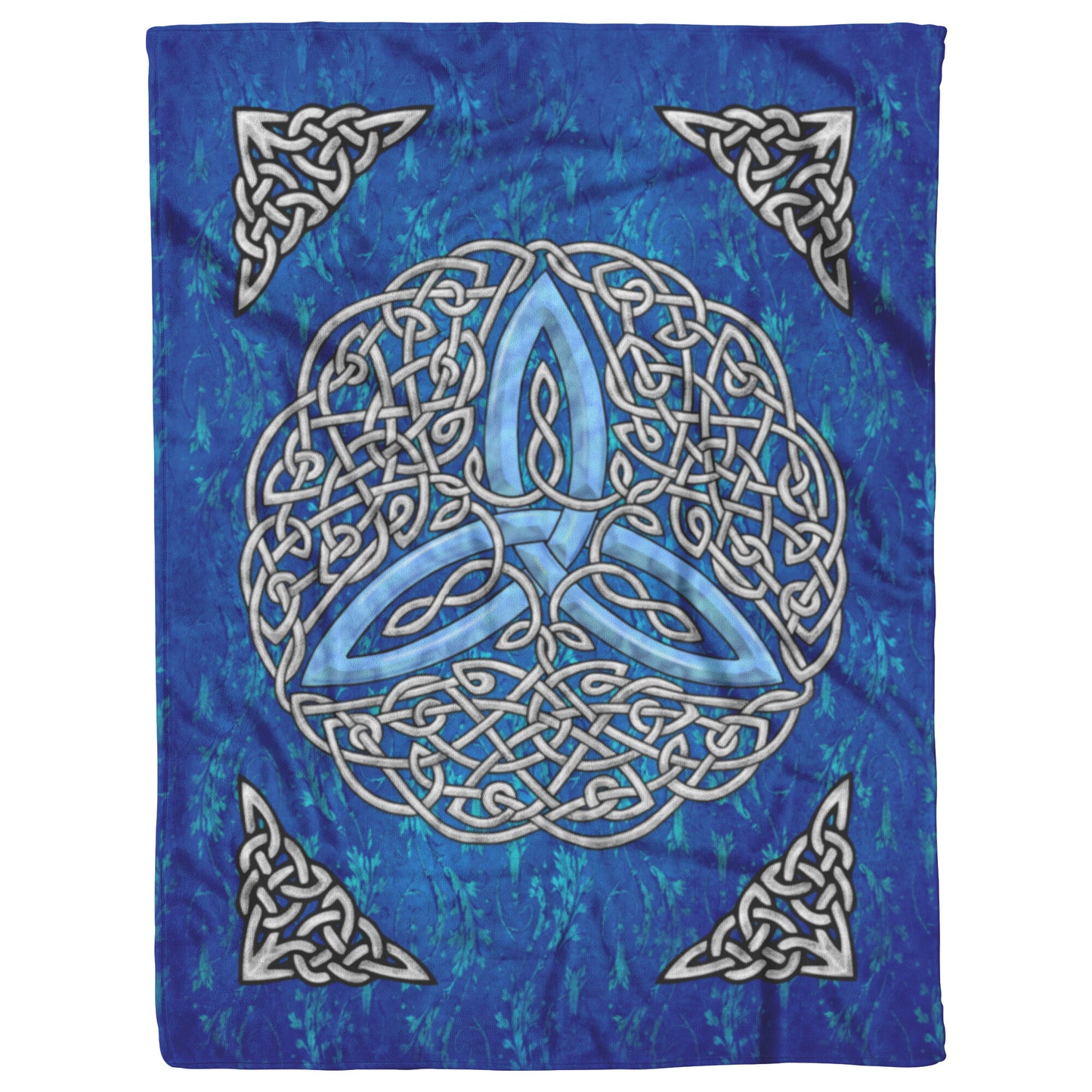 Celtic Flourish Trinity Knot Fleece Blanket - Blue