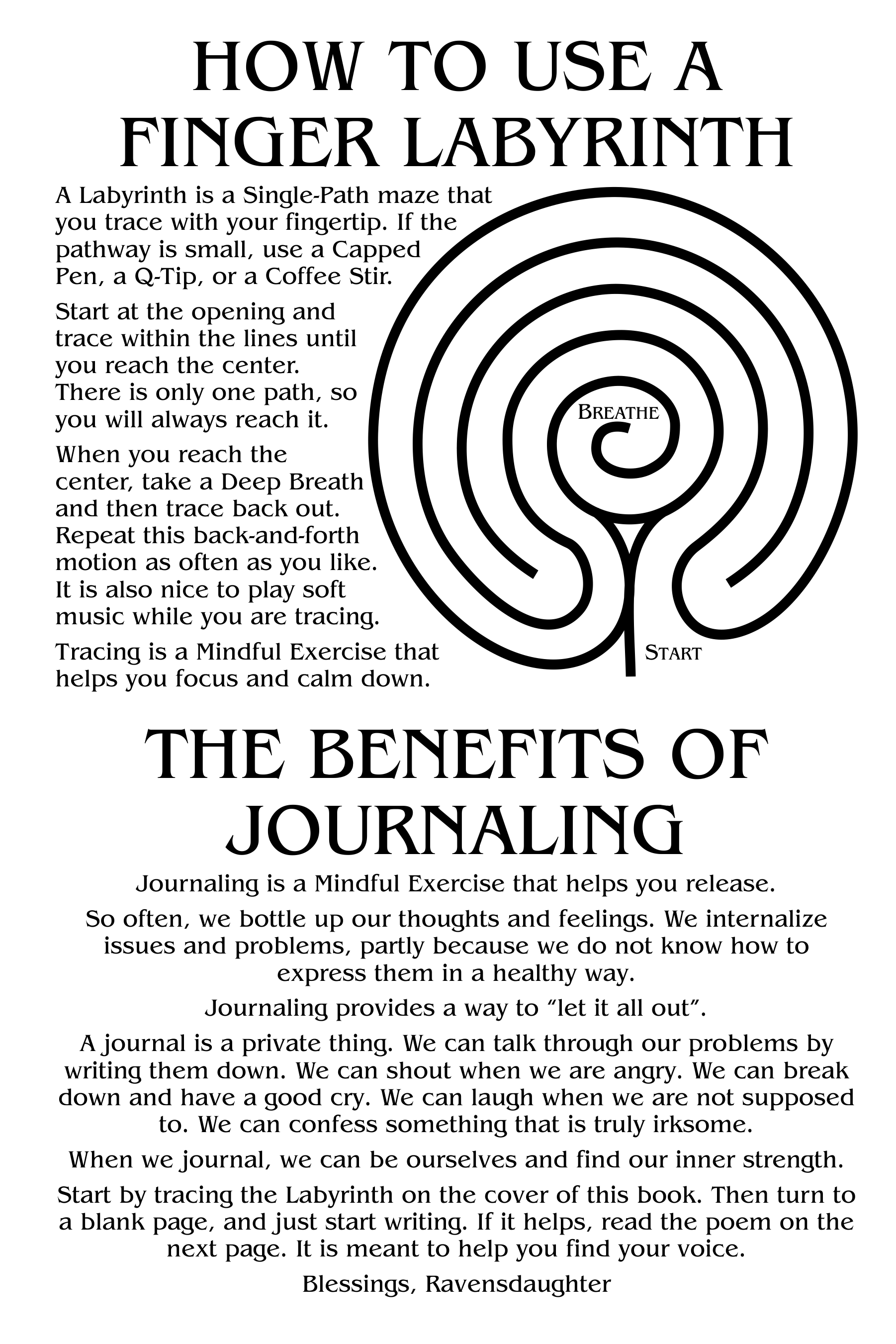 mindful tracing art, labyrinth, finger labyrinth, meditation, mindfulness, therapy, journaling, stress, anxiety, anger, PTSD, ADHD, autism, management