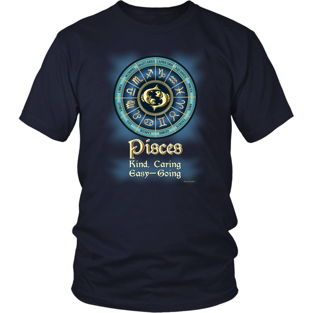 Blue Zodiac Pisces Astrology Unisex T-Shirt – Celtic Art Store / EHR Books, image size:1024x1024