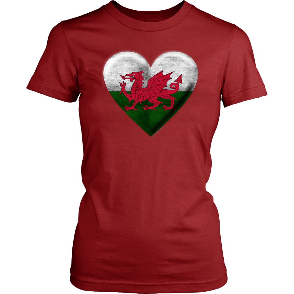 Welsh Flag Heart Women's Cotton Tee