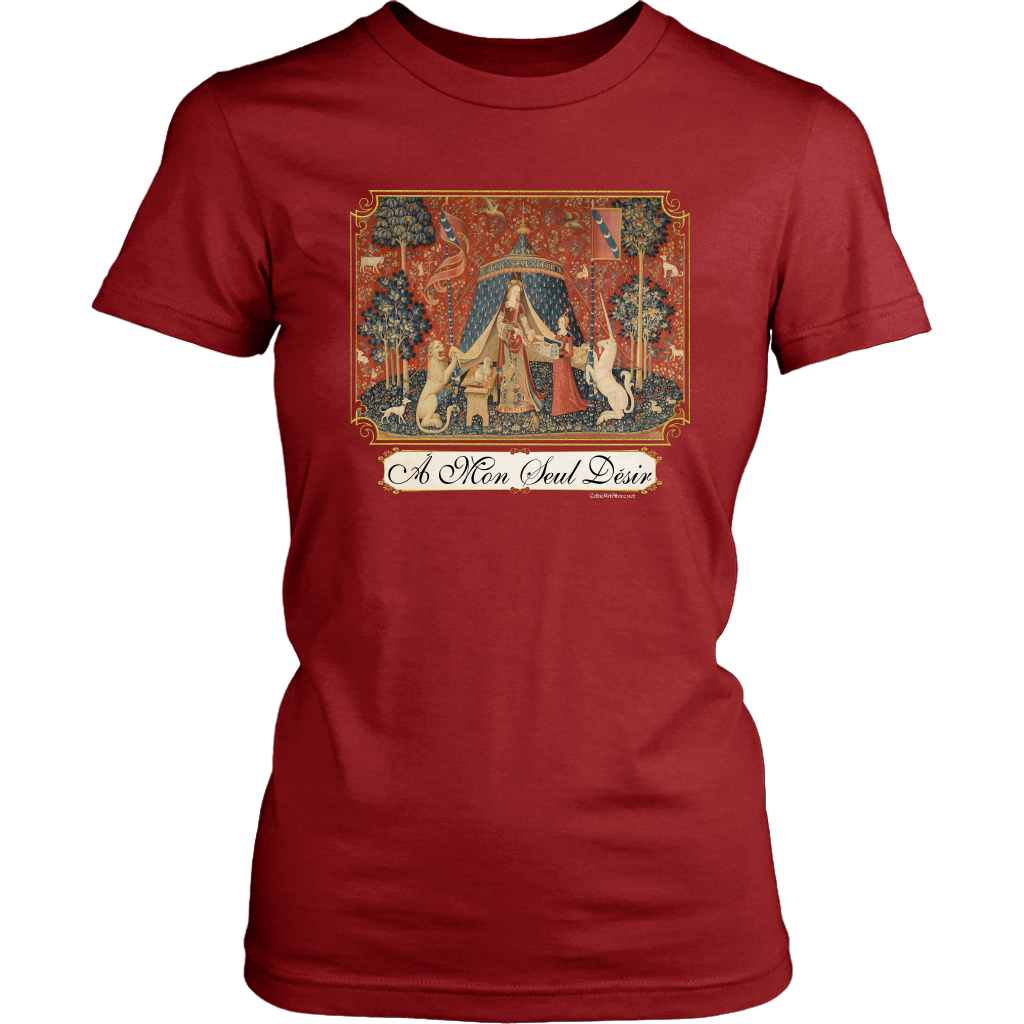 unicorn, tapestry, medieval, middle ages, renaissance, cluny museum, lion, noble lady, lady and unicorn, lady with unicorn, mille fleurs, thousand flowers, flanders, unicorn t-shirt, unicorn shirt, unicorn tee, unicorn t shirt