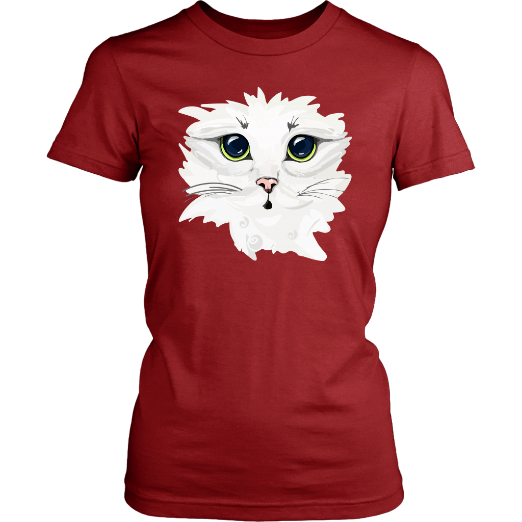 White Kitty Face Soft Cotton Tee in Men's and Women's