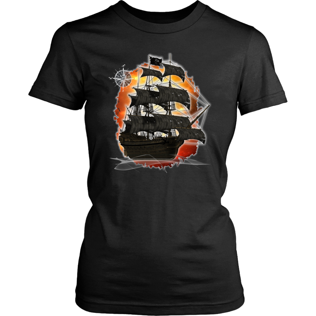 ghost ship, ghost tall ship, pirate ship, pirate art, nebula, pirate tall ship, pirates carribean, pirate star, galaxy, tall ship, compass rose, nautical, pirate captain, pirate wench, pirate scallywag, pirate shirt, pirate t-shirt