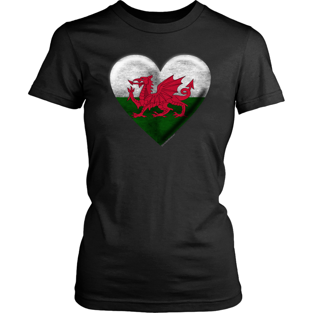 Welsh Flag Heart Women's Cotton Tee