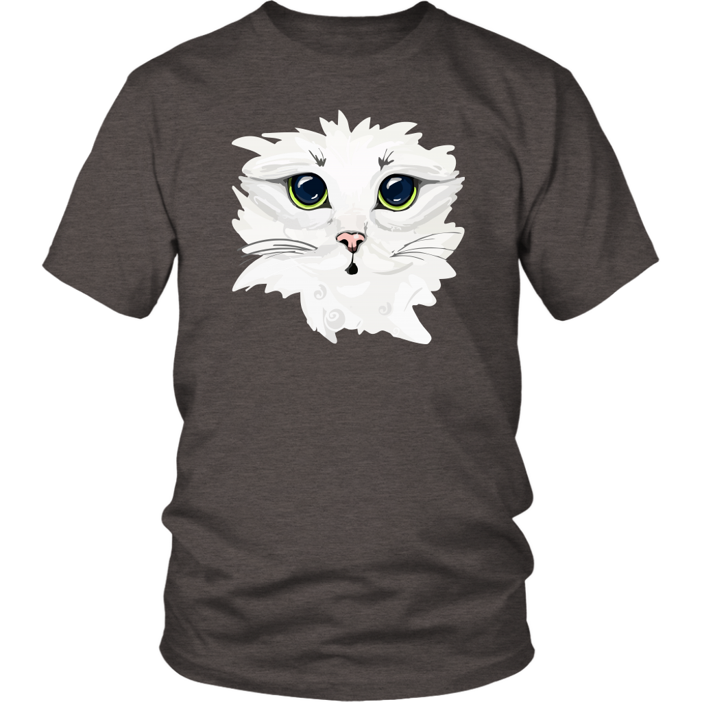 White Kitty Face Soft Cotton Tee in Men's and Women's