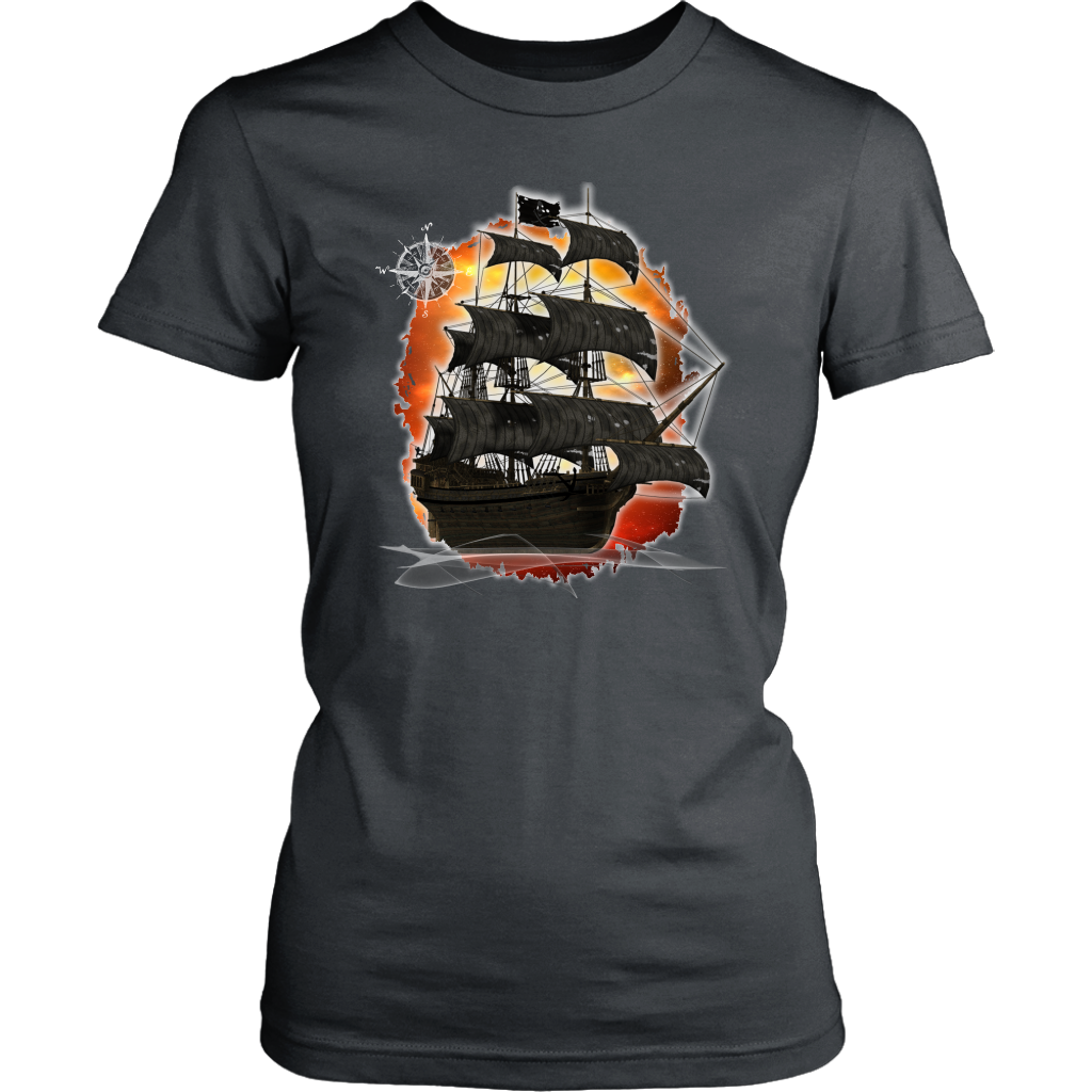 ghost ship, ghost tall ship, pirate ship, pirate art, nebula, pirate tall ship, pirates carribean, pirate star, galaxy, tall ship, compass rose, nautical, pirate captain, pirate wench, pirate scallywag, pirate shirt, pirate t-shirt