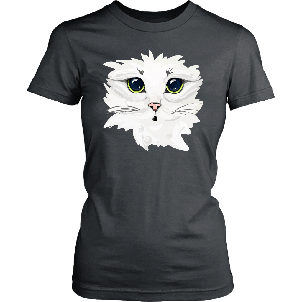 White Kitty Face Soft Cotton Tee in Men's and Women's